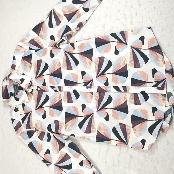 Set Of 2 Paisley & Gray‎ Slim Fit Floral Pattern Long Sleeve Button-up Mens Med - Picture 2 of 8